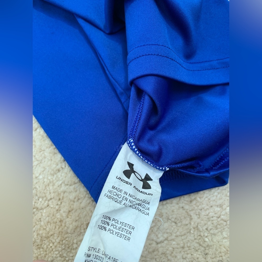 Under Armour Size 7 Blue Tie Dye Logo Tee - Picture 5 of 6